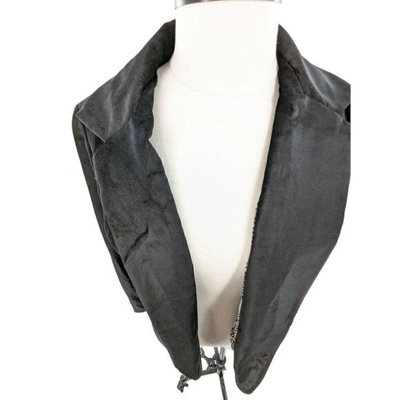 Cartonnier Women Black Velvet Long Sleeve Blazer Jacket Size Medium - Picture 9 of 14